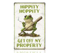 Placas Metálicas Rana Hippity Hoppity, Sal De Mi Propiedad Decoración Metal Estaño Signo No Es Fácil De Deformar Cartel De Metal para Aseo Hotel Restaurante 20X30Cm