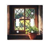 Placas rústicas para interruptor de luz para ventana, cubiertas de salida, plantas en maceta verde terroso para decoración del hogar, placas de pared termoplásticas, tamaño estándar, doble palanca