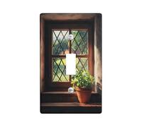 Placas rústicas para interruptor de luz para ventana, cubiertas de salida, plantas en maceta verde terroso para decoración del hogar, placas de pared termoplásticas, tamaño estándar, palanca única