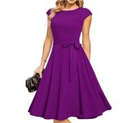 Placitiume Vestidos de fiesta de cóctel para mujer, trajes formales para invitadas de boda, vestidos modestos para ir a la iglesia, Morado (, S