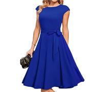 Placitiume Vestidos de fiesta de cóctel para mujer, trajes formales para invitadas de boda, vestidos modestos para ir a la iglesia, azul, L