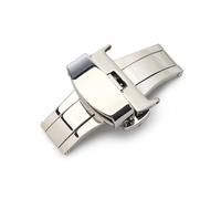 PLACKE 10mm 12mm 14mm 16mm 18mm 20mm 22mm Cierre plegable de mariposa de acero inoxidable hebilla de reloj Correa de cuero accesorios de reloj(Silver,22mm)