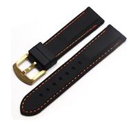 PLACKE Body Silicone Rubber Bandas Ratios de reloj impermeables 20 mm 22 mm 24 mm 26 mm Relojes Cinturón(Orange Gold,22mm)