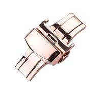 PLACKE Correa de reloj de acero inoxidable 316L, 16, 18, 20, 22 y 24mm, hebilla de reloj, doble empuje, despliegue, cierre de mariposa, accesorios(Rose Gold,18mm)