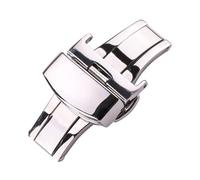 PLACKE Correa de reloj de acero inoxidable 316L, 16, 18, 20, 22 y 24mm, hebilla de reloj, doble empuje, despliegue, cierre de mariposa, accesorios(Silver,24mm)