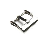 PLACKE Correa de reloj for hebilla de Metal, correa de 16, 18, 20, 22 y 24mm, botón cuadrado sólido, cierre pulido mate de acero inoxidable, plata, negro, oro rosa(Polished Silver,20mm)