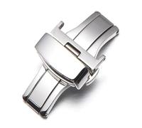 PLACKE Hebilla automática de mariposa de acero inoxidable, accesorios de cierre de correas de reloj for botón de despliegue de Metal de 10/12/14/16/18/20/22mm(Silver,16mm)