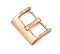 PLACKE Hebilla de correa de acero inoxidable 304, hebilla de correa de reloj sólida mate/pulida, hebilla de pulsera de silicona de 16/18/20/22mm for pasadores(Polished-Rose Gold,18mm)