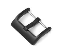 PLACKE Hebilla de correa de acero inoxidable 304, hebilla de correa de reloj sólida mate/pulida, hebilla de pulsera de silicona de 16/18/20/22mm for pasadores(Matte-Black,16mm)