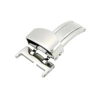 PLACKE Hebilla de reloj desplegable de mariposa de acero inoxidable sólido, 14mm, 16mm, 18mm, 20mm, 22mm, cierre de botón plegable de Metal, repuesto plateado(14mm)