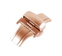 PLACKE Hebilla de reloj plegable de doble botón de acero inoxidable 316 sólido, 12, 14, 16, 18, 20 y 22mm, estilo de ranura, cierre desplegable de mariposa duradero(Rose Gold,14mm)