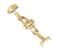 PLACKE Hebilla desplegable de mariposa, correa de cierre automática de acero inoxidable de doble clic for correa de reloj de 16mm, 18mm, 20mm y 22mm(Gold-18MM)