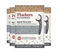 Plackers Ecochoice - Hilo dental reciclado de carbón activado, 90 unidades (paquete de 4)