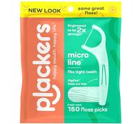 Plackers Micro Mint - Hilo dental, sabor a menta fresca, palillo de dientes plegable, súper tuffloss, fácil almacenamiento con sello seguro, 150 unidades