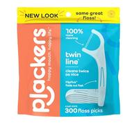 Plackers Twin Line - Palillos de hilo dental de doble línea, fácil almacenamiento, sabor a menta fresca, 300 unidades