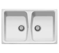 Plados Fregadero de cuarzo de cocina empotrable SP0792 dos cubetas, color blanco