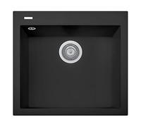 Plados Fregadero de cuarzo de cocina empotrado ON5610 de una sola cubeta de 56 cm - negro mate