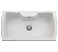 PLADOS HR0860 - Fregadero de cuarzo de cocina empotrable, 86 cm, color blanco leche