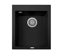 Plados Roxana - Fregadero de cuarzo para cocina empotrable, 41 cm, color negro mate