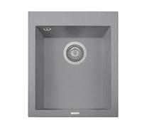 Plados Roxana - Fregadero de cuarzo para cocina empotrable, 41 cm, titanio