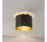 Plafón Aralena de Lindby, negro/oro, metal, Ø 26 cm