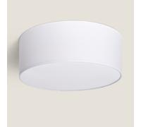 LEDKIA LIGHTING - Plafón Circular Tela Ø450 mm Korsade | Compatible con Bombillas E27 | Diseño Decorativo Versátil | Ideal para Hogar y Restaurantes, Blanco, Textil