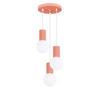 Plafón con 3 lámparas colgantes Halo 3 Melocotón