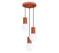 Plafón con 3 lámparas colgantes Halo 3 Rojo Ocre