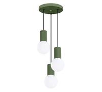 Plafón con 3 lámparas colgantes Halo 3 Verde Oliva