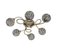 Plafon de 6 luces modelo lyon cuero fabrilamp