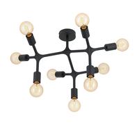 Plafón de techo bocadella eglo irregular 65 cm de acero negro 9 luces compatibles con e27