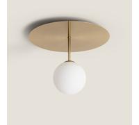 LEDKIA LIGHTING - Plafón de Techo Moonlight Brass | Iluminación Elegante | Metal y Cristal de Alta Durabilidad | Apto para Interior IP20, Blanco/Oro