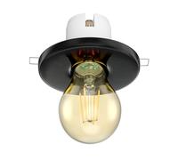Plafón empotrable de porcelana E27 TELA negro incl. lámpara LED dorada 471lm