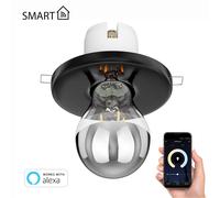 Plafón empotrable de porcelana TELA negro incl. lámpara LED E27 486lm Smart