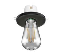 Plafón empotrable de porcelana TELA negro incl. lámpara LED E27 cristal