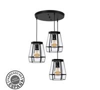 Plafon guia 3xe27 negro regx42x42 cm