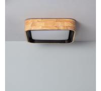 LEDKIA LIGHTING Plafón LED 15W Cuadrado Madera y Aluminio 370x370 mm CCT Seleccionable Dari para Cocina, Comedor, Habitación Negro