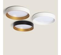 LEDKIA LIGHTING - Plafón LED 20W Circular Ø450 mm | CCT Seleccionable (Blanco Cálido/Neutro/Frío) | Flujo Luminoso 1600 lm | Metal Resistente | Apto para Cocina/Baño, Negro/Dorado