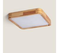 LEDKIA LIGHTING Plafón LED 20W Cuadrado Madera 400x400 mm CCT Seleccionable Kayu para Cocina, Comedor, Habitación Madera