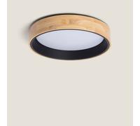 LEDKIA LIGHTING - Plafón LED Circular 30W | CCT Seleccionable 2700K-6500K | Madera y Acero para Cocina, Comedor | Ø570 mm, Blanco, Acero Aleado