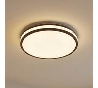 Plafón LED Emiva de Lindby, Ø 40 cm, madera oscura, CCT