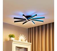Plafón LED inteligente Lucande Tjado, Ø70 cm, negro, RGBW