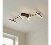 Plafón LED Lindby Eldrin, 4 luces, negro, tira de luz