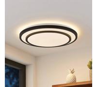 Plafón LED Lindby Essina, negro, metal, CCT, atenuable.