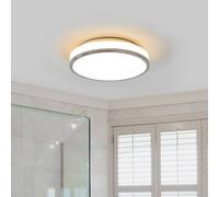 Plafón LED Lindby Lyss, Ø 28 cm, color cromado, IP44