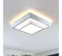 Plafón LED Lindby Mirco, 32 cm, angular, aluminio