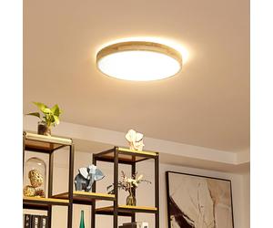 Plafón LED Lindby Smart Innes Madera Ø51cm RGB CCT Tuya