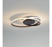 Plafón LED Lindby Youna, negro, aluminio, 39 cm, atenuable