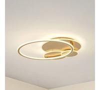 Plafón LED Lucande Circulo, dorada, 60 cm CCT, atenuable