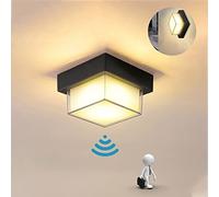 Plafón LED Moderno Lámpara de Techo con Sensor de Movimiento 12W Impermeable IP65 Cuadrado Lámpara de Pasillo con Detector Aplique de Pared Exterior/Interior para Cocina Baño Oficina Porche Garaje